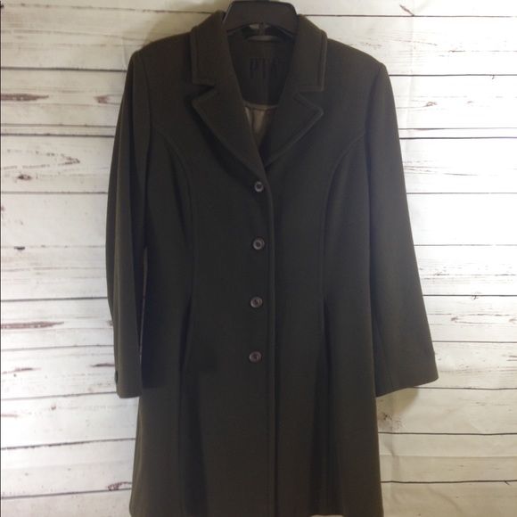 PTA Made in Italy Jackets & Blazers - PTA Women's Green Cashmere & Wool Peacoat Size 6